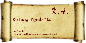 Kolbay Agnéta névjegykártya
